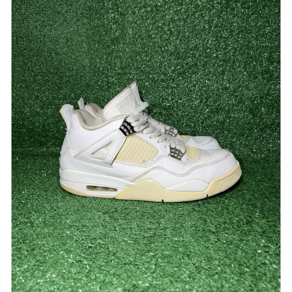 Nike Air Jordan 4 Retro Pure Money Men Size 10.5 White Basketball Shoes Sneakers